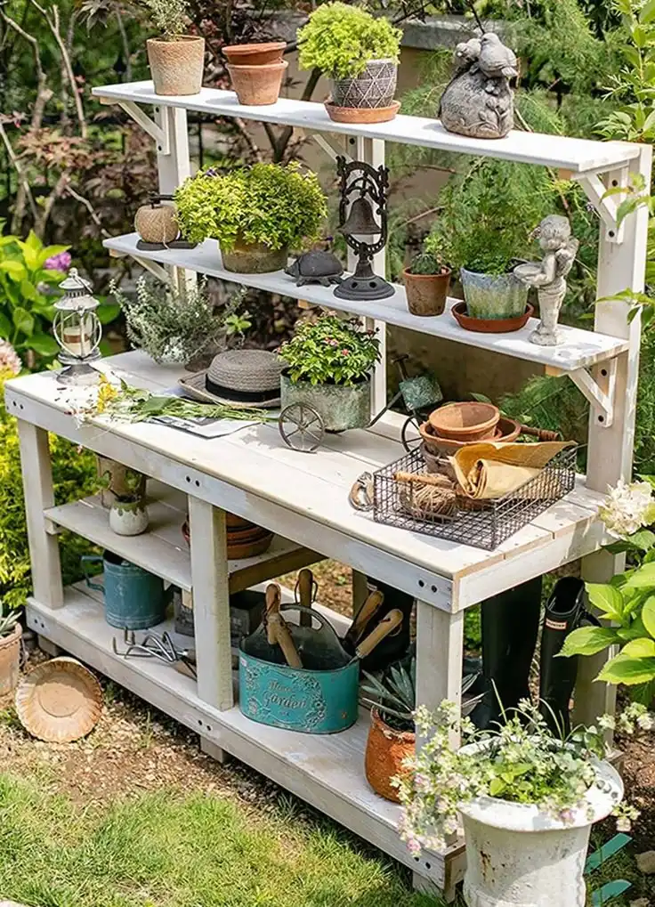 Charming Outdoor Garden Potting Bench