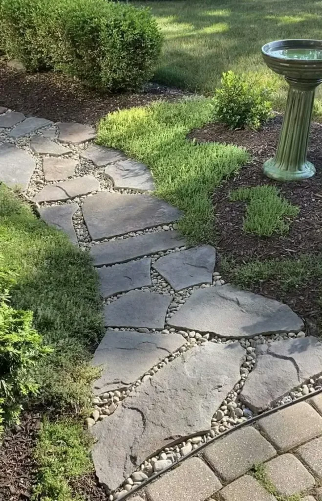 Flagstone and Pebble Walkway for a Natural Garden Look