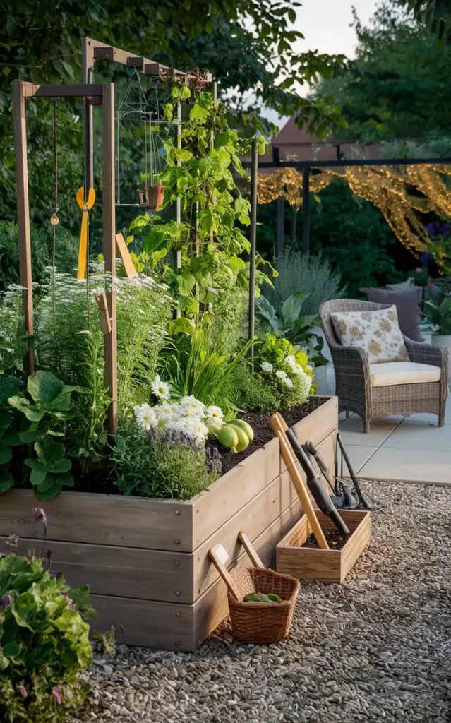 Elegant Raised Garden Bed with Trellis