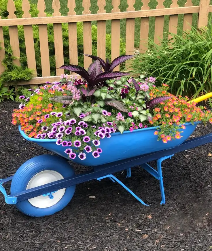 Upcycled Wheelbarrow Flower Planter