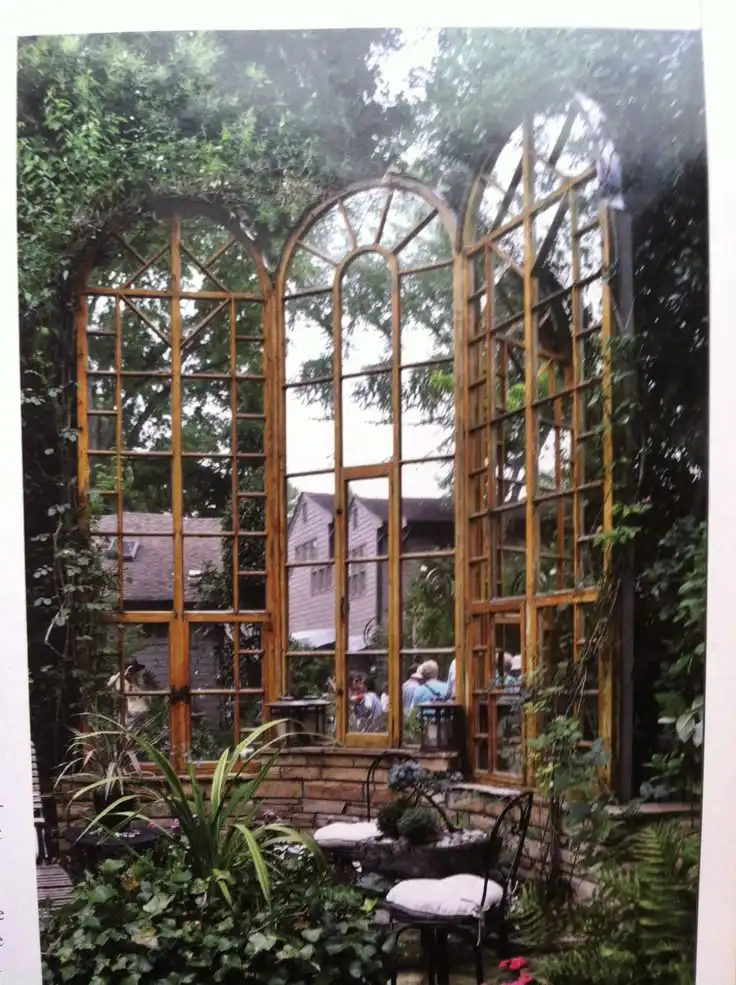 Vintage Garden Nook with Repurposed Window Frames