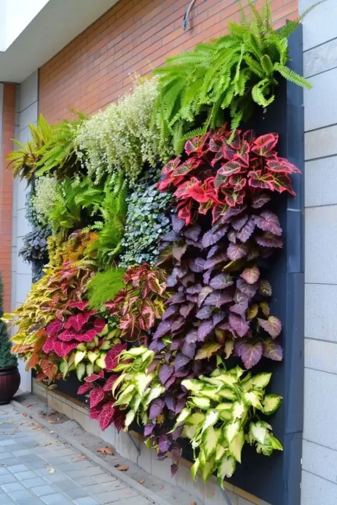 Wall with Vibrant Hanging Planters