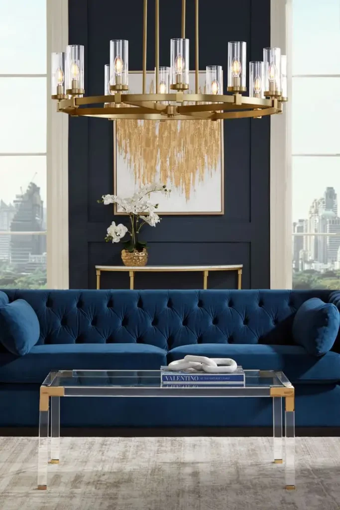 Blue couch living room idea