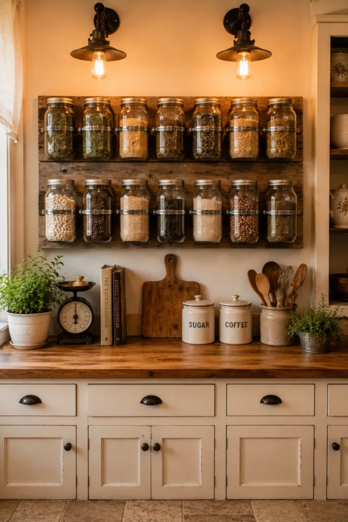 Mason Jar Storage Wall