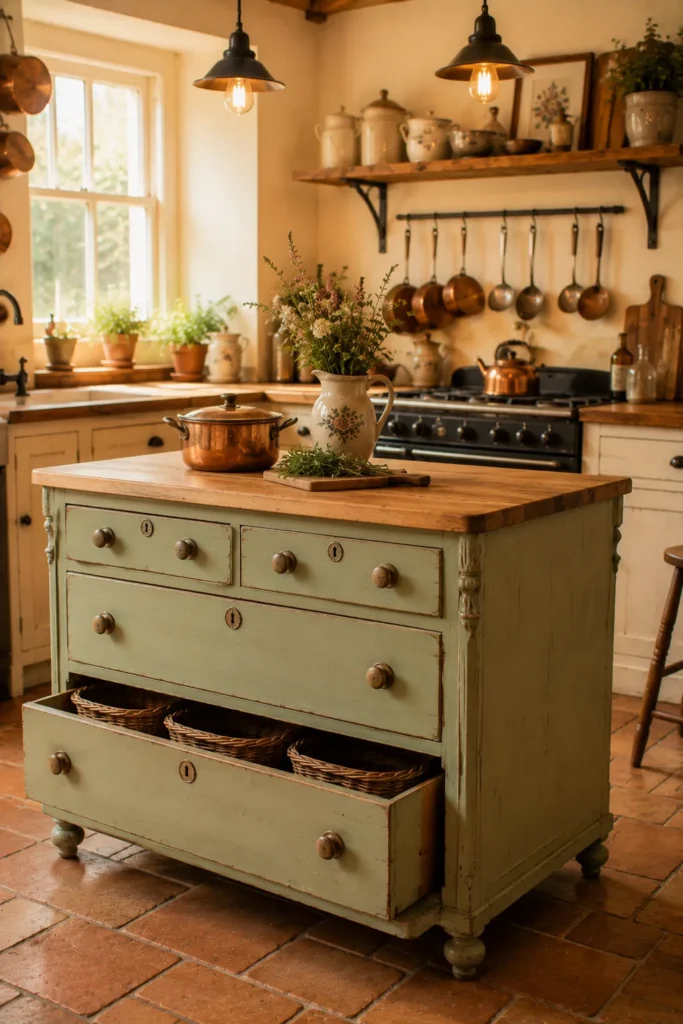 Painted Vintage Dresser Island