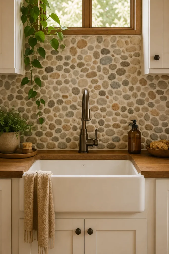 Pebble Mosaic Backsplash