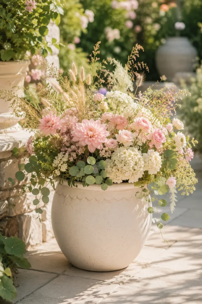 Soft Pastel-Meets-Natural Planter