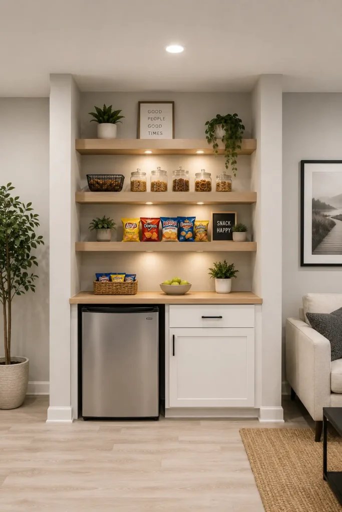 Mini Fridge With Open Shelving