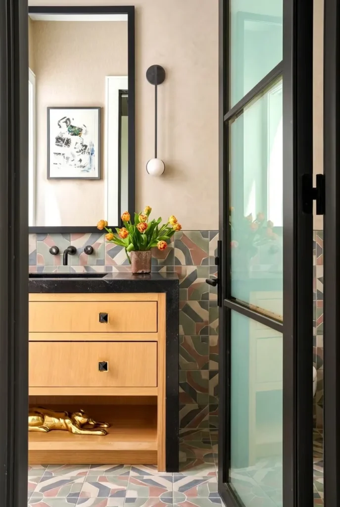Modern Geometric Bathroom Tile Flooring