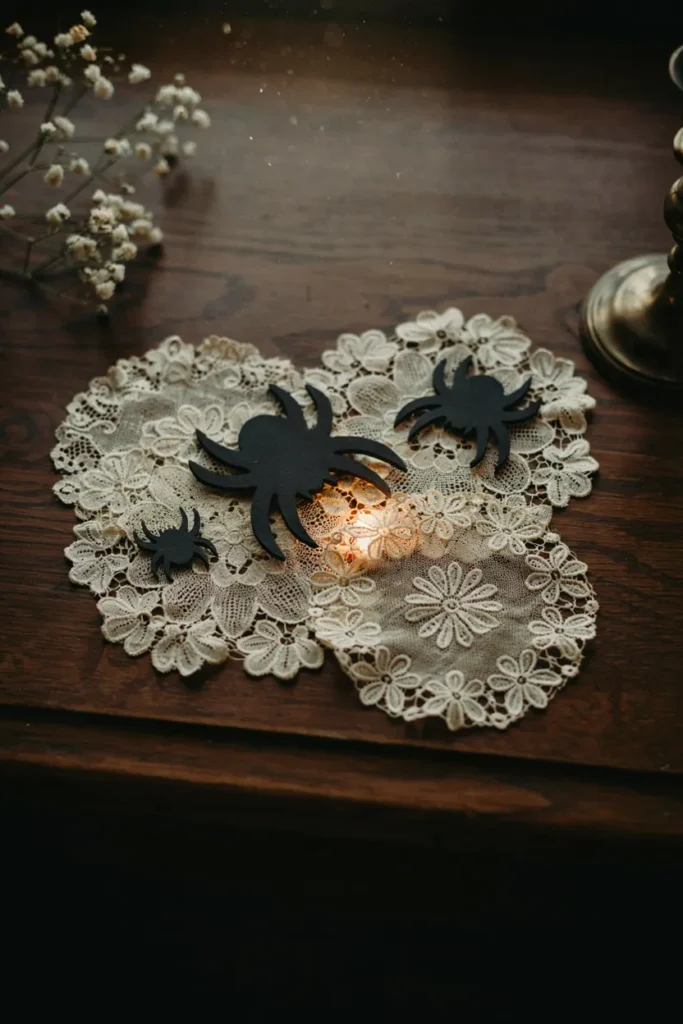Pair Paper Spiders with Doilies